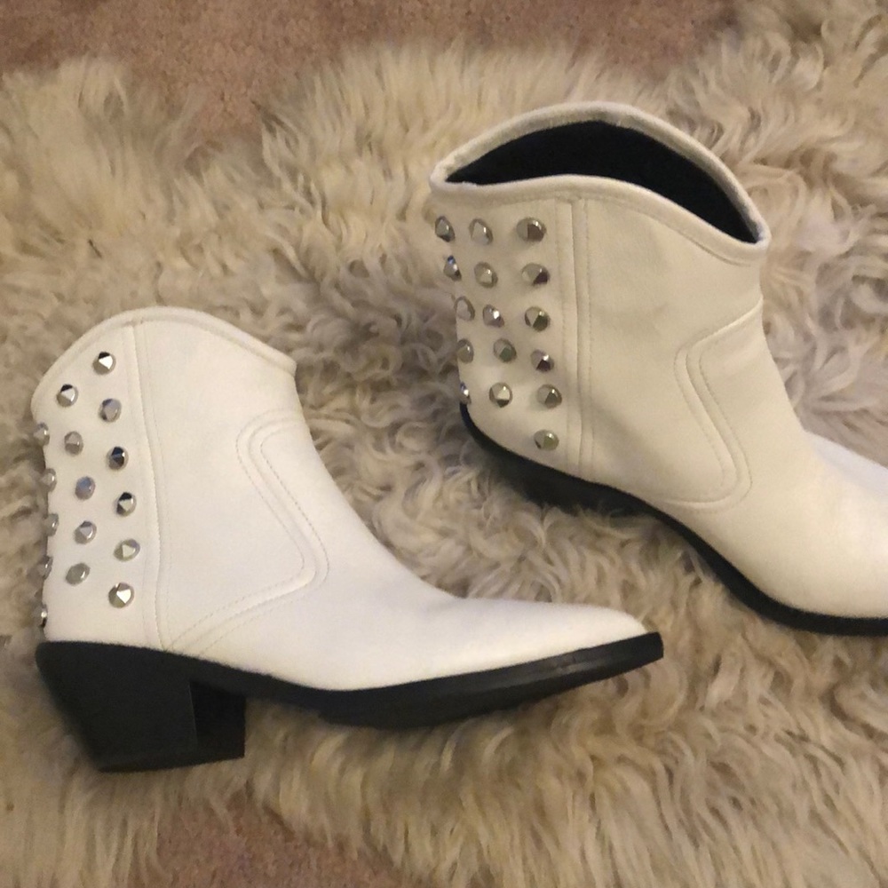 White studded booties